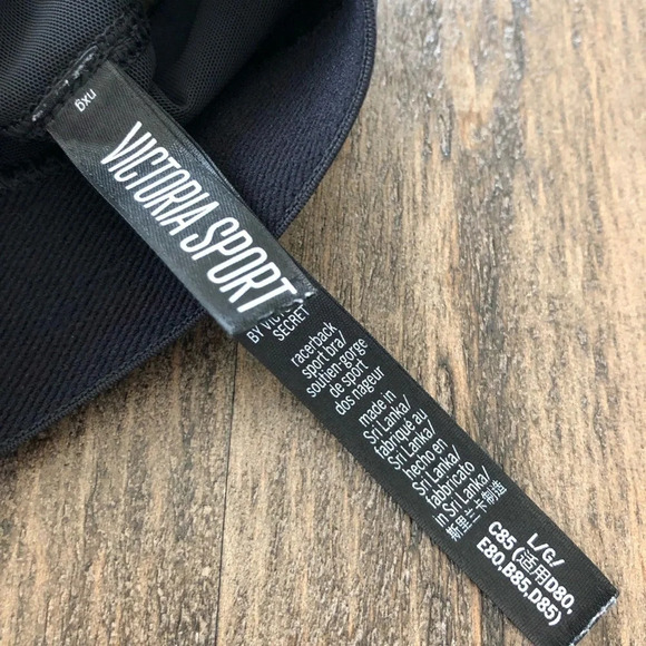 Victoria’s Secret Sport Size Large Black The Player Racerback Sports Bra Workout - Picture 4 of 5